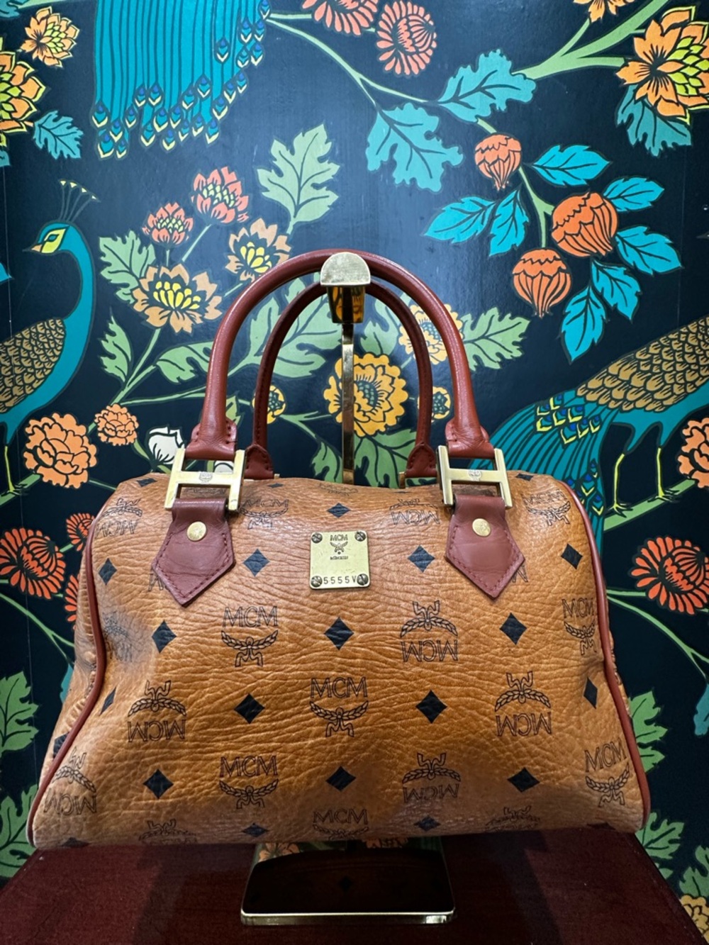Vintage MCM München Boston Bag Cognac Visetos Satchel German Era Top Handle - Picture 4 of 14